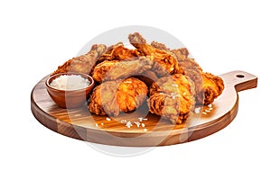 Fried chicken on wooden plate