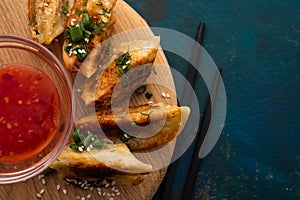 Fried Chinese dumpling called Gyoza, kind of asian food