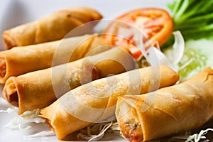 Fried Chinese Traditional Spring rolls food photo