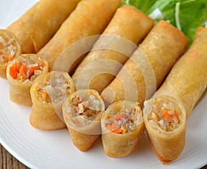 Fried Chinese Traditional Spring rolls food