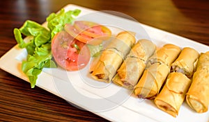 Fried Chinese Traditional Spring rolls food