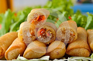 Fried Chinese Traditional Spring rolls food