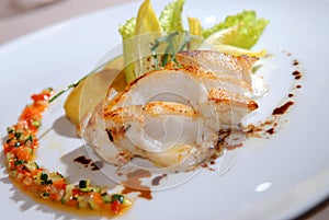 Fried cod with a potato