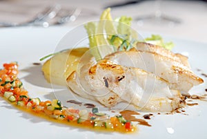 Fried cod with a potato