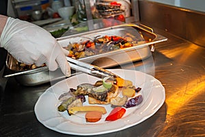 Fried cod with vegetables