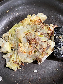 Fried cold mashed potato and cabbage - Bubble and Squeak