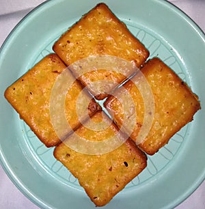 Fried Crackers fil in mixture of Fermented Cassava and milk