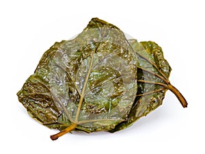 fried crispy mulberry leaf on white background