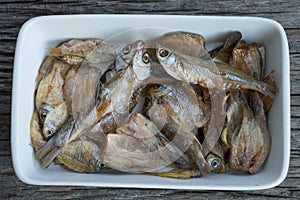 Fried dried fish.