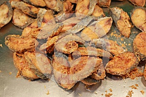 Fried dried fish sliced
