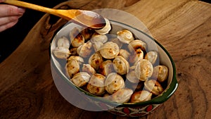 Fried dumplings stuffed with meat.