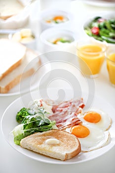Fried egg, breakfast bacon egg