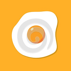 Fried egg breakfast cartoon icon isolated. Flat omelet meal yolk logo shape symbol design