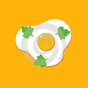 Fried egg for breakfast. Omelet. Scrambled eggs.