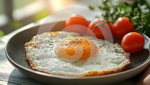 Sunny-Side Up Egg with Tomatoes