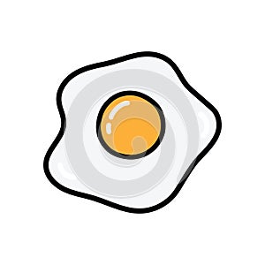 Fried egg doodle icon shape isolated vector illustration