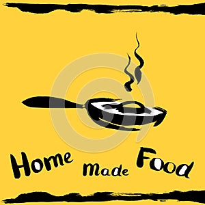 Fried egg in flying pan.