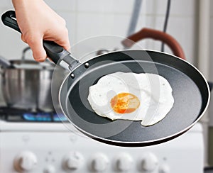 Fried egg in a frying pan