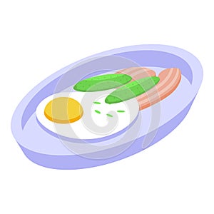 Fried egg icon isometric vector. German food