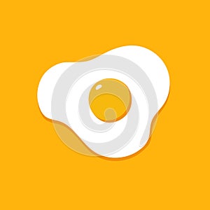 Fried egg isolated on yellow background. Vector flat icon