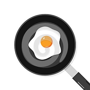 Fried egg omelette top view pan vector food illustration. Egg omelet albumen cartoon icon breakfast