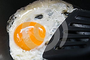 fried egg on pan for beakfast