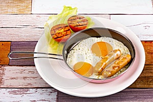 Fried egg pan breakfast