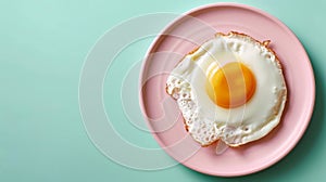 Fried Egg on Pink Plate photo