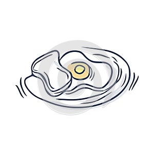 Fried Egg on the plate doodle icon vector illustration