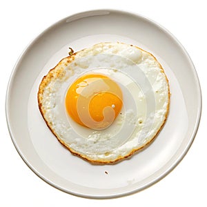 Fried egg on a plate with transparent background