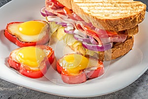 Fried egg and sandwich