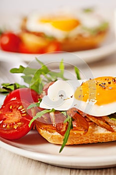 Fried egg sandwich breakfast meal