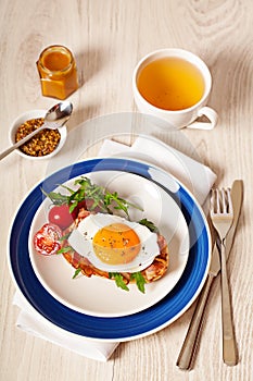 Fried egg sandwich breakfast meal