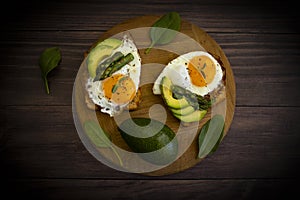 Fried egg sandwich,   gourmet  recipe avocado  meal organic delicious appetizer