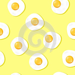 Fried egg seamless patterns on yellow background