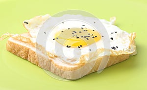 Fried egg on a slice of wholemeal bread