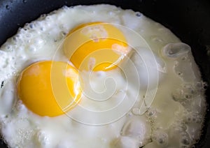 Fried egg in a Teflon pan