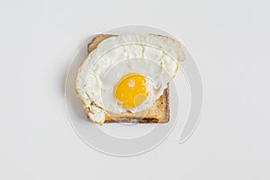 Fried egg toast isolated white background. High quality and resolution beautiful photo concept