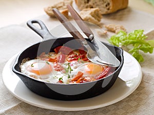 Fried egg with vegetable (shakshuka)