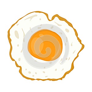 Fried egg on white background, Realistic painting