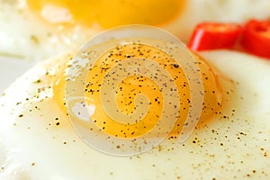 Fried egg yolk closeup