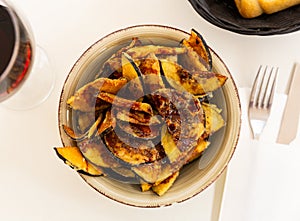 Fried eggplant with honey, classic Andalusian dish