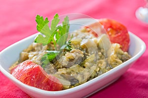 Fried eggplant puree salad appetizer turkish cuisine