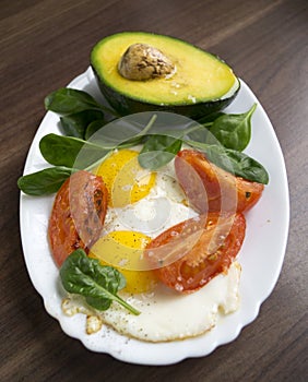 Fried eggs with avocad