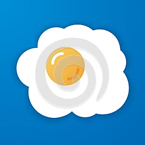 Fried eggs on blue background