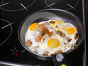 Fried eggs close up