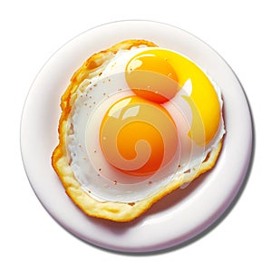 Fried eggs isolated on white background with clipping path