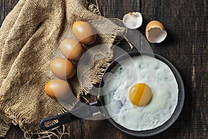 Fried eggs in a pan