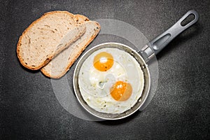 Fried eggs in a pan