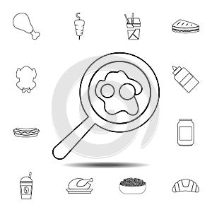 Fried eggs on pan icon. Simple thin line, outline vector element of Fast food icons set for UI and UX, website or mobile